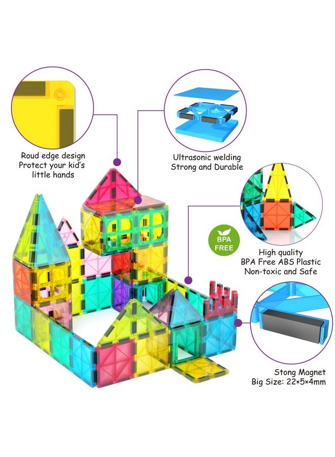 Jasonwell Magnetic Tiles Kids Magnetic Blocks Building Sets 3D Magnet Tile Building Blocks Magna Construction Educational Stem Toys Gifts For Toddlers Boys Girls 3 4 5 6 7 8 9 10 + Year Old  - Image 2