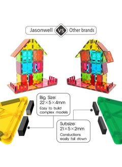 Jasonwell Magnetic Tiles Kids Magnetic Blocks Building Sets 3D Magnet Tile Building Blocks Magna Construction Educational Stem Toys Gifts For Toddlers Boys Girls 3 4 5 6 7 8 9 10 + Year Old  - Image 3
