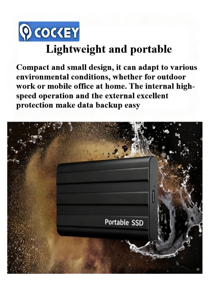 كوكي محرك أقراص خارجي محمول SSD بسعة 4 تيرابايت، محرك أقراص USB بسعة 4000 جيجابايت فائق السرعة لنقل البيانات سعة 3.2 غيغابايت، محرك أقراص حاسوبي احتياطي يدعم تخزين ونقل البيانات، محرك أقراص USB C صغير محمول للحالة الصلبة للكمبيوتر الشخصي/المحمول/الهاتف المحمول، إلخ (طراز مخطط بالأسود) - Image 3