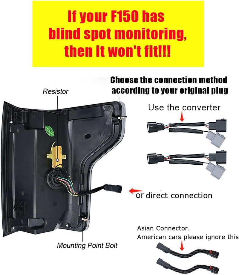 T T-ABC LED Tail Lights for Ford F150 F-150 2015-2020 with Start Animation Rear Taillight Assembly - Image 3