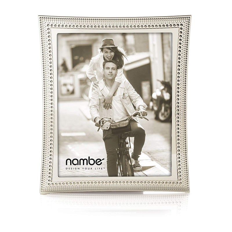 Nambe nambe Beaded Picture Frame 8 x 10  Photo Frame with Tempered Glass  Vintage and Contemporary Design  Tabletop Display Family Friends Wedding Gift Home Office Dcor  Silver Plate and Glass