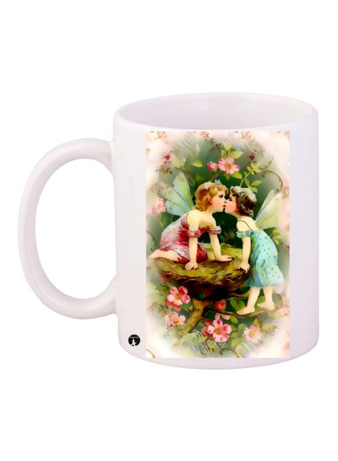 RYN Printed Ceramic Coffee Mug White/Green/Pink 325ml