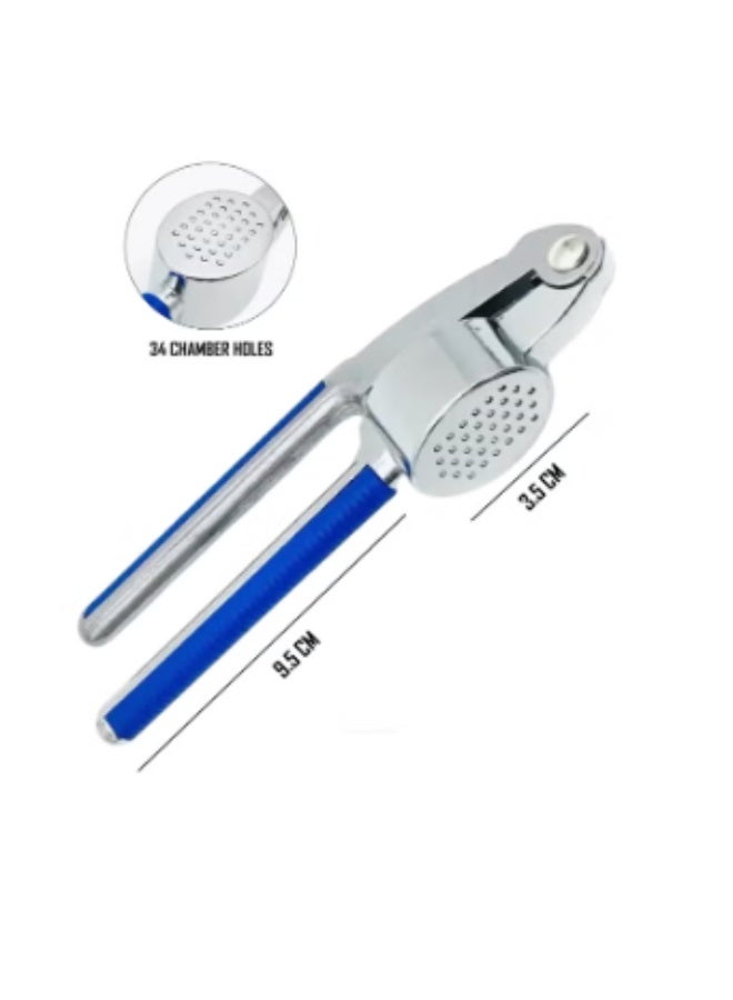 Garlic Press & Ginger Crusher Set, Premium Stainless Steel Mincer with Soft-Grip Handle, Silicone Peeler & Cleaning Brush for Garlic, Ginger, Onions, Chilies, Herbs & More - Image 2
