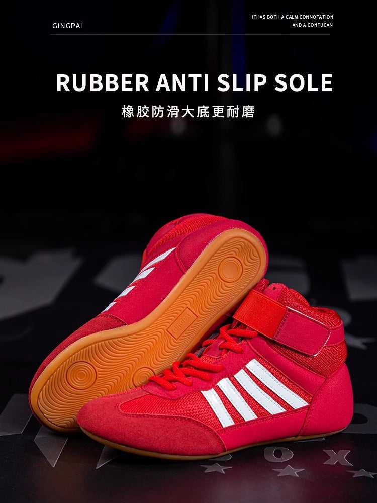 High-Top Boxing Shoes Boys And Girls Sanda Fighting Fighting Training Shoes Adult Wrestling Shoes Fitness Weightlifting Martial Arts Shoes - Image 4