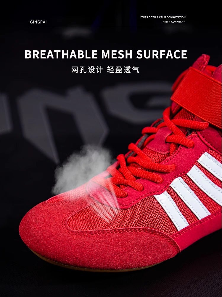 High-Top Boxing Shoes Boys And Girls Sanda Fighting Fighting Training Shoes Adult Wrestling Shoes Fitness Weightlifting Martial Arts Shoes - Image 3