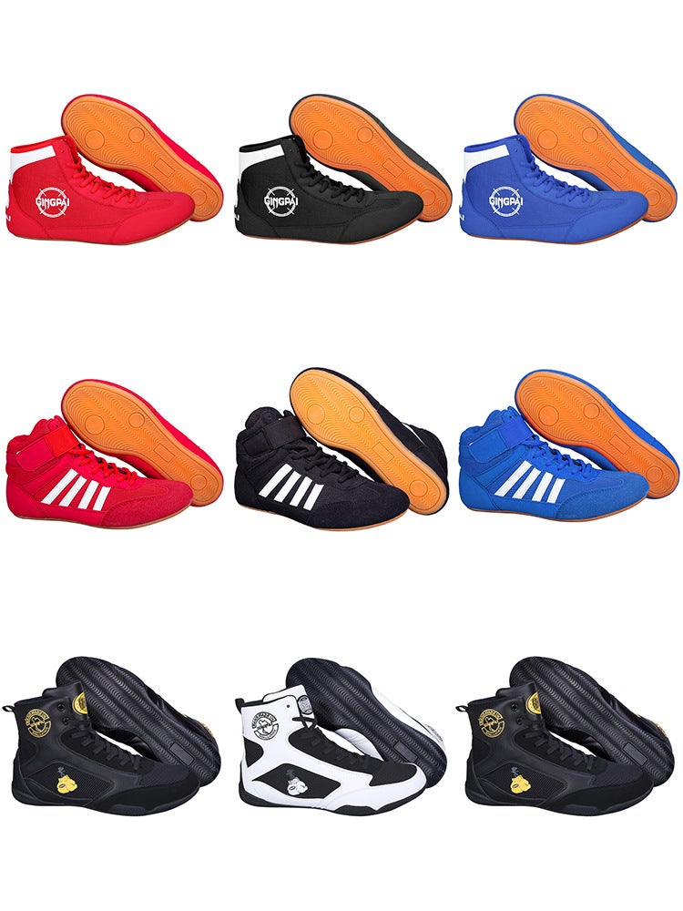 High-Top Boxing Shoes Boys And Girls Sanda Fighting Fighting Training Shoes Adult Wrestling Shoes Fitness Weightlifting Martial Arts Shoes - Image 2