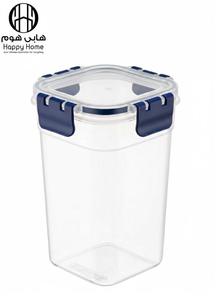 هابي هوم علبة تخزين طعام 1250 مل – غطاء محكم بأربع كلبسات ضد التسرب – مناسبة للثلاجة، الميكروويف، الفريزر – لتخزين الوجبات، السلطات، البقوليات، التسالي والأطعمة الجافة – علبة تنظيم مطبخ منزلية – خامة بلاستيك آمنة وسهلة التنظيف للاستخدام اليومي - Image 2