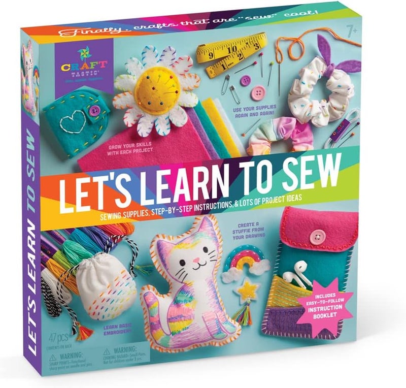 Craft Tastic Let’s Learn to Sew – Mini Sewing Kit, Arts and Crafts, Art Supplies, Embroidery Kit for Beginners, Includes Sewing Supplies, Easy-to-Follow Instructions, Arts & Crafts, Ages 7+ - Image 1