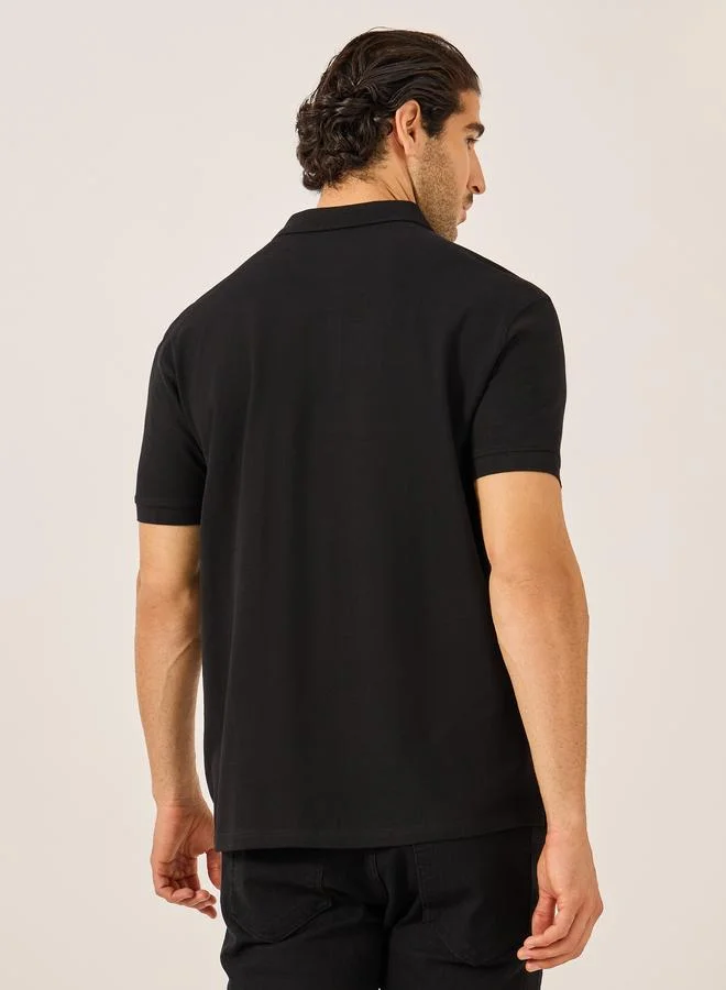 Styli Styli Solid Short Sleeve Pique Relaxed Fit Polo