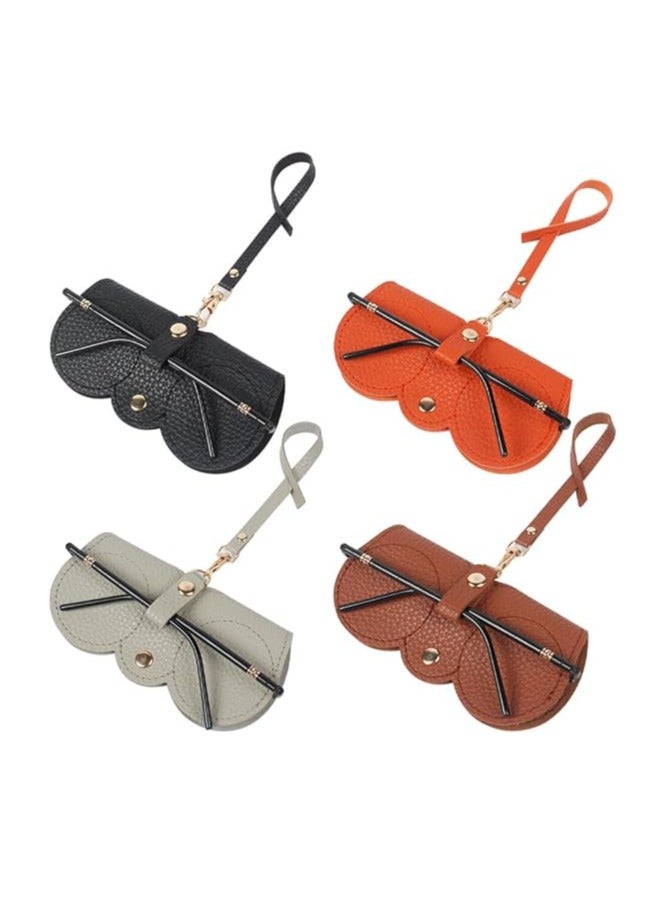 4 قطعة نظارات شمسية حالة تخزين حقيبة النظارات الشمسية المحمولة حالة النظارات ، وحقيبة النظارات مع الحبل ، للجنسين - Image 1