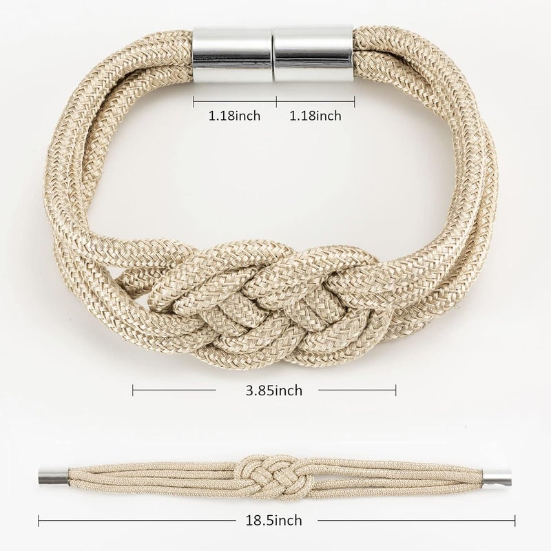 NICEEC 2 Pack Strong Magnetic Curtain Tiebacks Upgrade Nordic Simple Style Drape Tie Backs Double Color Weave Rope Knot Decorative Curtain Holdbacks for Home & Office Window Drapery (Beige) - Image 5