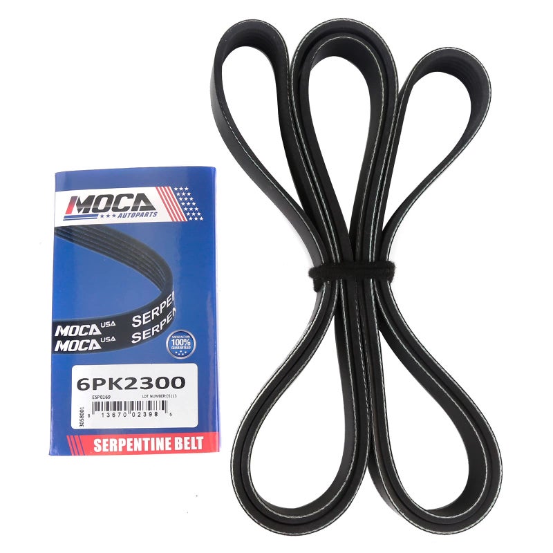 MOCA AUTOPARTS MOCA Serpentine Belt 6PK2300 Compatible with 0408 for Pontiac Grand Prix 38L 0206 for GMC Envoy XL 42L 0509 for Buick Lacrosse 38L 0206 for Chevrolet Trailblazer EXT 42L - Image 3