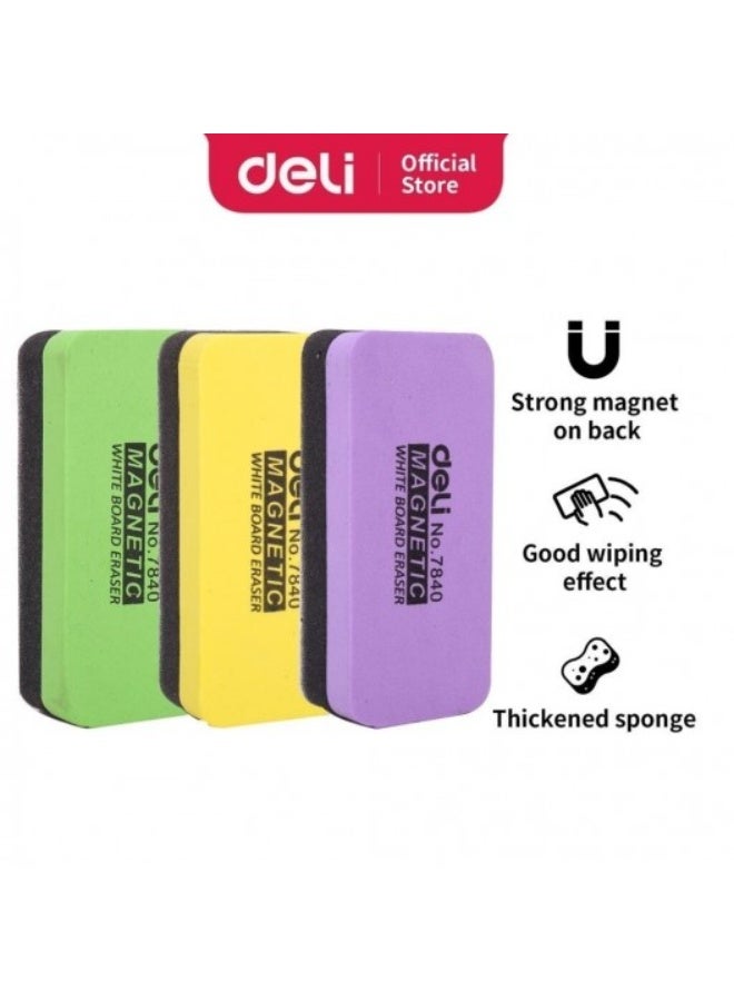 Deli ممحاة سبورة بيضاء مغناطيسية قطعة واحدة بحجم 110x50x30 مم بألوان متنوعة - Image 2