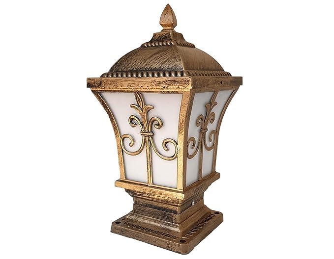 GreyWings Copper Antique Aluminium Gate Light for Pillar & Outdoor – Vintage PVC Glass Lantern,(Bulb is not Included), Decorative Outdoor Lamp, Pack of 1 - Image 3