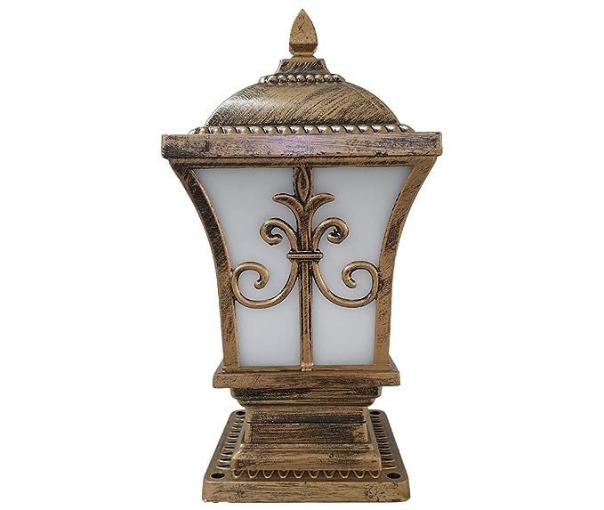 GreyWings Copper Antique Aluminium Gate Light for Pillar & Outdoor – Vintage PVC Glass Lantern,(Bulb is not Included), Decorative Outdoor Lamp, Pack of 1 - Image 4
