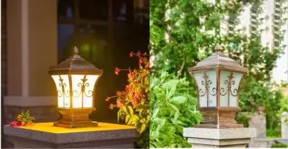 GreyWings Copper Antique Aluminium Gate Light for Pillar & Outdoor – Vintage PVC Glass Lantern,(Bulb is not Included), Decorative Outdoor Lamp, Pack of 1 - Image 2