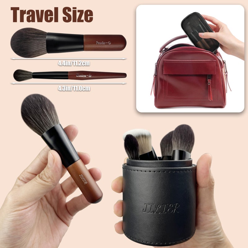 Jilier Travel Makeup Brush Set, 14 pcs Mini Makeup Brushes for Foundation, Powder, Eyeshadow, Highlight, Contour, Blush & Concealer, Small Makeup Brush Set Purse Size with Case - Image 3