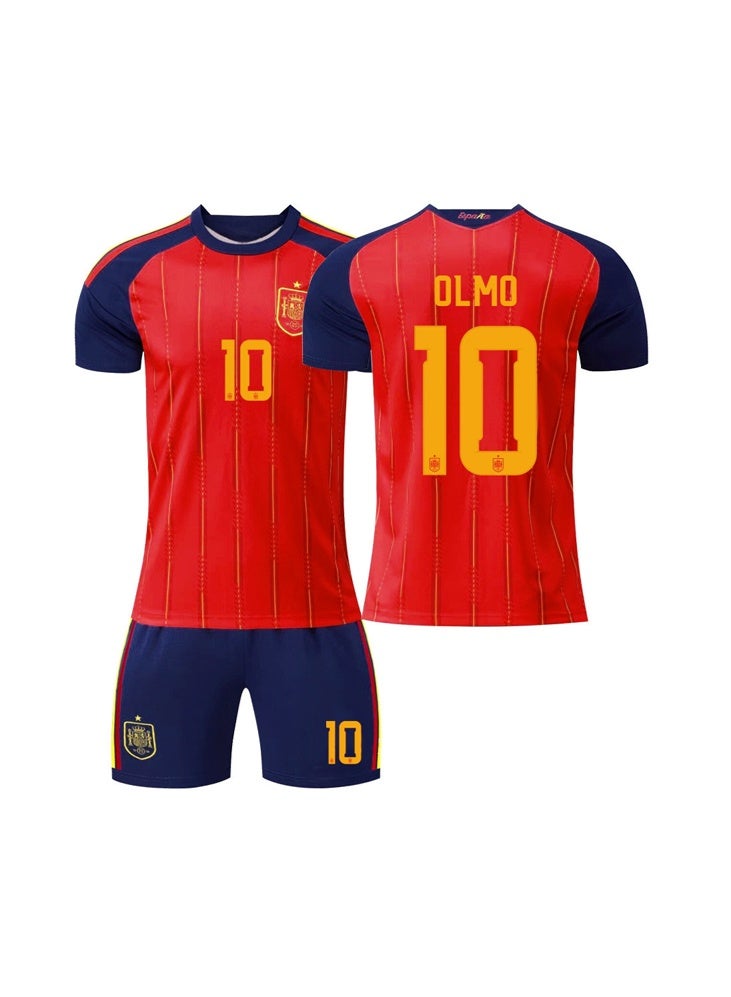 Spain 2026 World Cup Spain Home Soccer Jersey Shorts Set Olmo #10 Short Sleeve Football Uniform Multiple Adult Sizes - Image 1