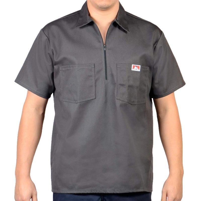 Ben Davis mens Short Sleeve Half Zipper Shirt, Grey, XX-Large - Image 3