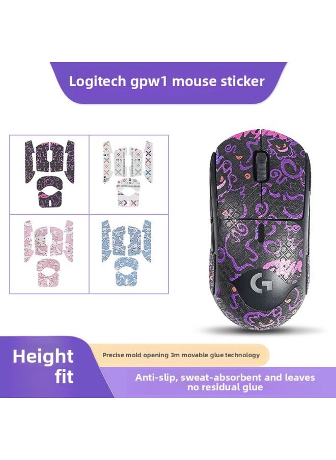 Generic - For Logitech GPW1 Mouse Paste Generation Four Generation Anti-slip Paste Gpw4 Sticker Eagle Eye Rosefinch Palm Paste Sweat-absorbent Film-color:Gpw1/gpw4 Zhuque [half Pack] Gradient Color Printed Mouse Sticker - Image 1