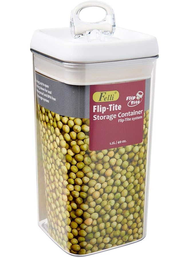 فيلي وعاء تخزين طعام مستطيل من فليب تايت، شفاف وأبيض، سعة 1.2 لتر، NLQ408A 60 - Image 1