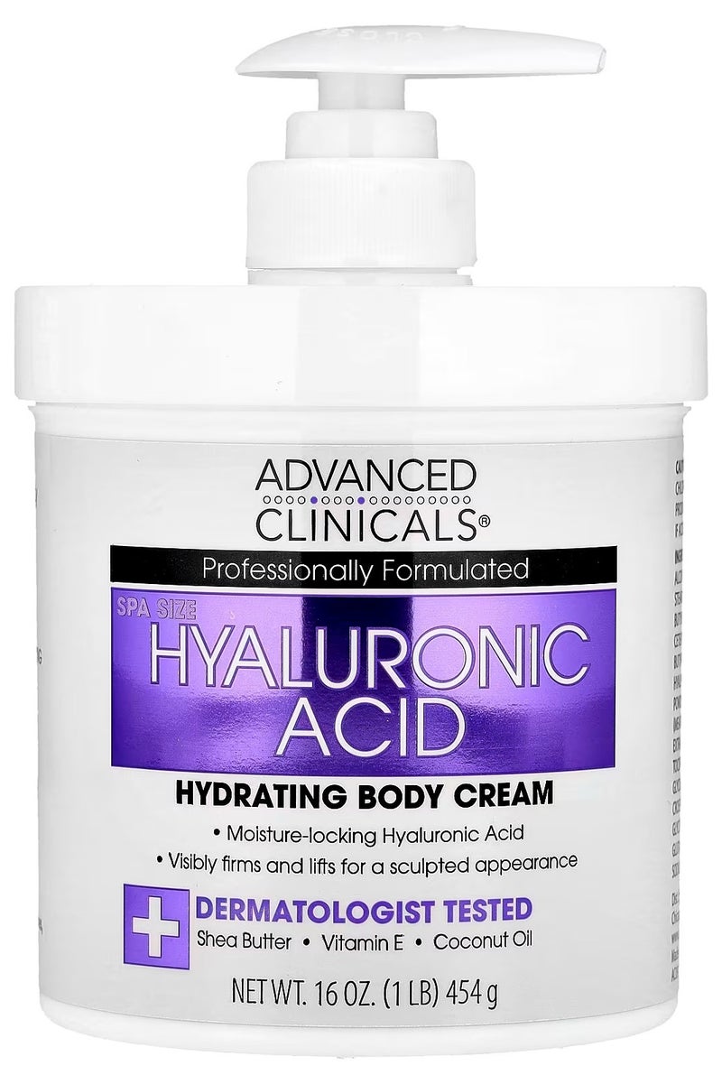 Advanced Clinicals Hyaluronic Acid Hydrating Body Cream 16 oz (454 g) - Image 1
