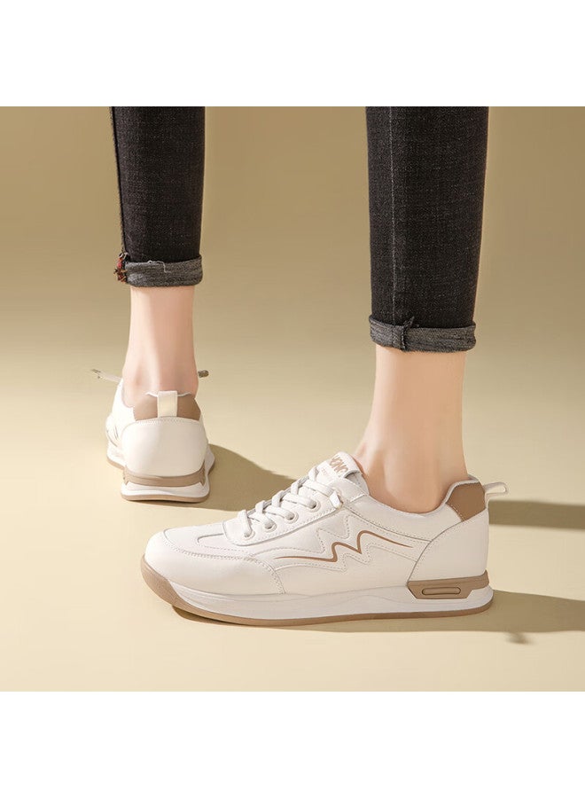 Red Dragonfly Women's Shoes, Thick-soled Versatile White Sneakers, Women's Casual Shoes For Outdoor Wear, Wpb15014, White/beige, Size 39