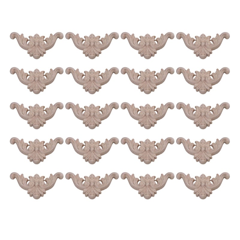 Mxfans Type C-15 Wood Carved Decal Corner Onlay Applique Flower 40x40mm Pack of 20 - Image 1