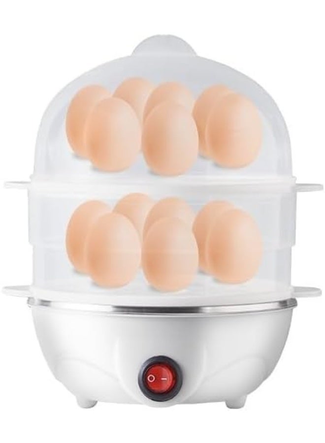 وترتر طباخ بيض كبير ذو طبقتين بسعة 14 بيضة، صانع بيض كهربائي سريع، إيقاف تلقائي للبيض المسلوق، البيض المسلوق، الخضار المطهوة على البخار، المأكولات البحرية، الزلابية - Image 1