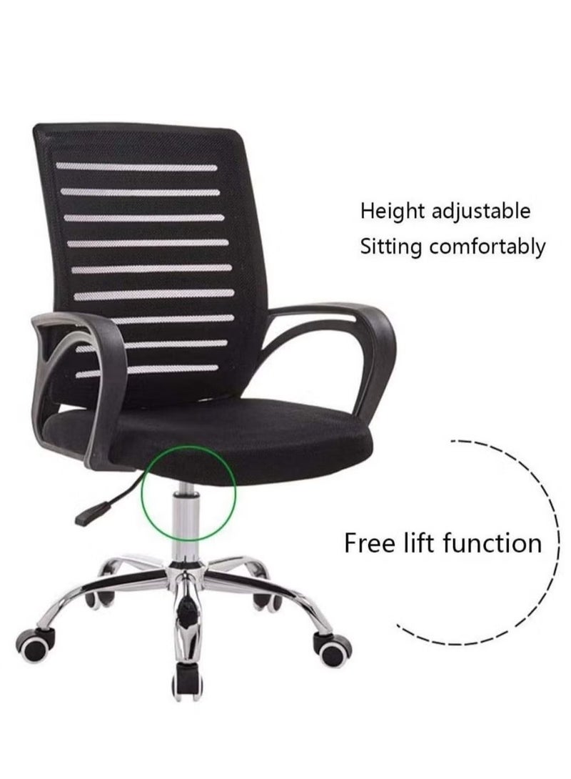 Generic Armchair Mid-Back Mesh Office Chair, Rotatable Ergonomic Mesh Gaming Chair, Swivel Office Chair Lumbar Support, Height-Adjustable Work Chair Stool Chair (Color : Black)  - Image 1