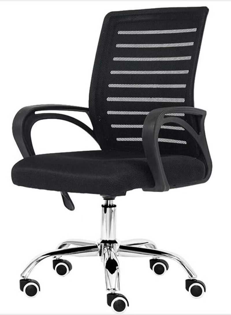 Generic Armchair Mid-Back Mesh Office Chair, Rotatable Ergonomic Mesh Gaming Chair, Swivel Office Chair Lumbar Support, Height-Adjustable Work Chair Stool Chair (Color : Black)  - Image 3