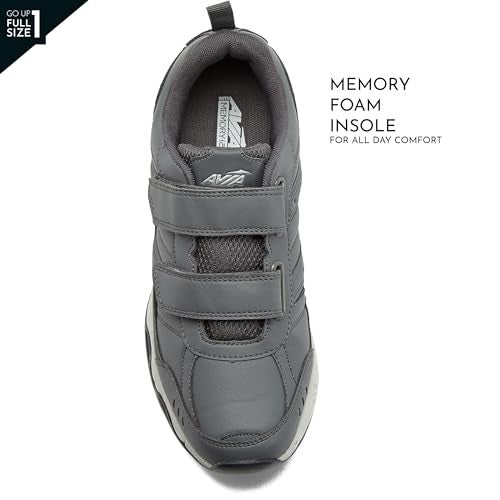 Avia Avi-Union II Strap Non Slip Shoes for Men, Hook and Loop Mens Walking Shoes with Memory Foam - Grey, 10 Extra Wide - Image 4