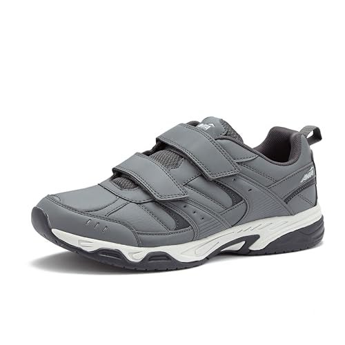 Avia Avi-Union II Strap Non Slip Shoes for Men, Hook and Loop Mens Walking Shoes with Memory Foam - Grey, 10 Extra Wide - Image 1