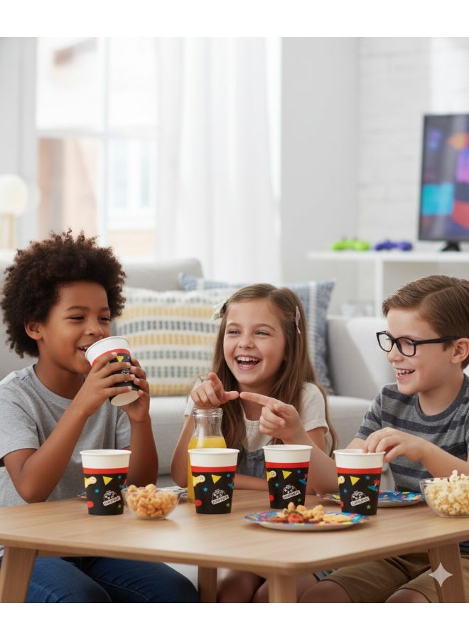 Ciao Gaming Party Paper Cups 200 ml – Pack of 8 FSC Certified Disposable Cups with Video Game Controller Design – Gamer Theme Birthday Party Tableware - Image 3