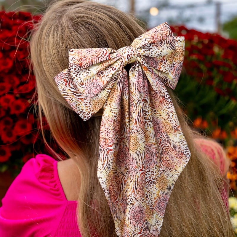 Hoteam 16 Pcs Silky Satin Hair Bows Bulk for Women Large Hair Ribbons Valentines Oversized Bows Galentines Long Tail Large Bow-knot Clips Accessories Gifts(Leopard) - Image 4