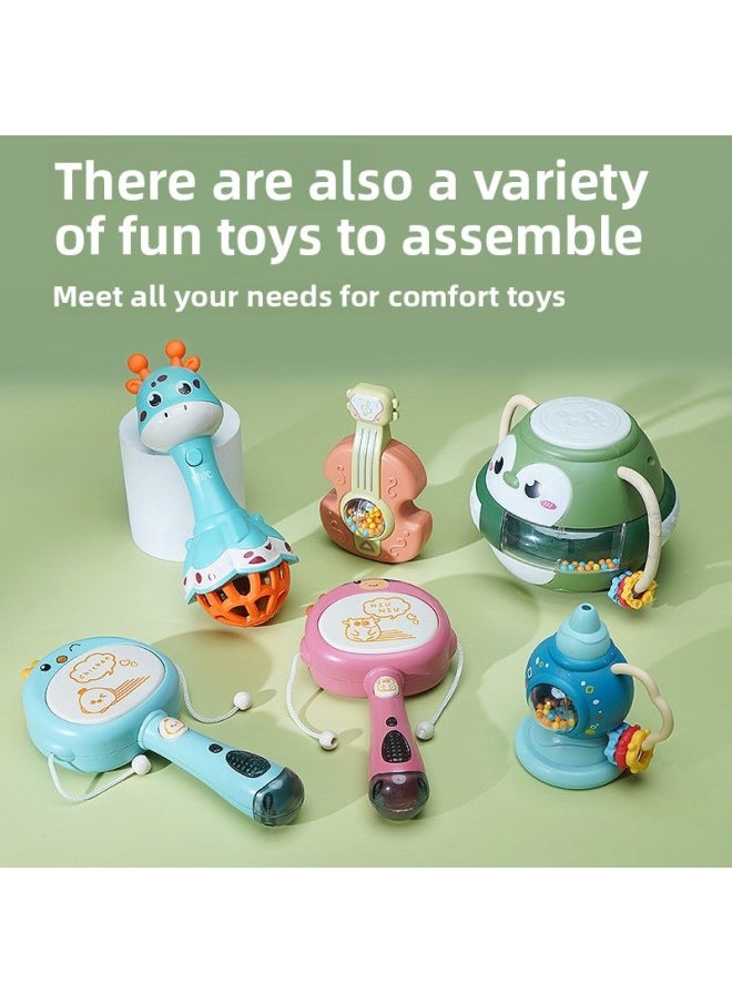Baby Gum Hand Rattle Rattle Sand Hammer Light Music Piano Hand Beat Drum Newborn Early Education Toys-Specifications:Sand Hammer Rattle (green)  - Image 2
