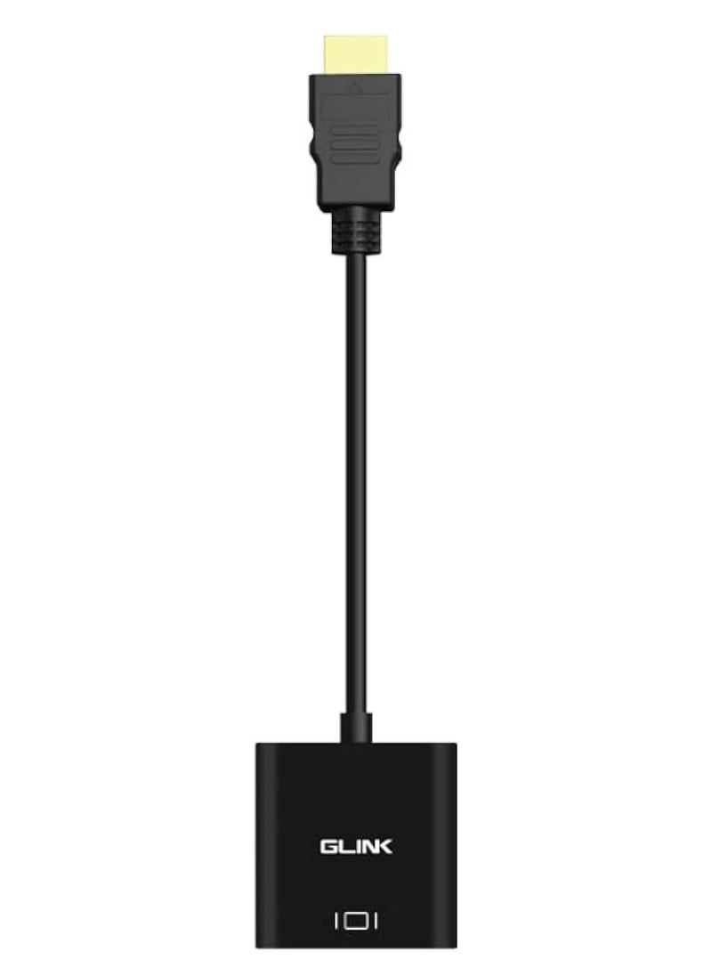 جي-لينك - جي لينك محول جي ال 019 HDMI إلى VGA ذكر إلى أنثى/1080 بكسل لجهاز العرض والكمبيوتر واللاب توب (محول ذكر إلى أنثى) محول فيديو مطلي بالذهب من جلينك (أسود) - Image 1