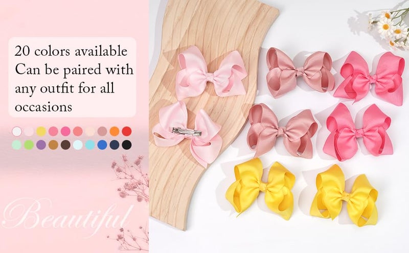 JOYOYO 40Pcs 4.5" Hair Bows Alligator Clips, Grosgrain Ribbon Girls Bows Clips Barrettes Hair Accessories for Baby Girls Toddlers Kids Teens (4.5inch,20 Colors in Pairs) - Image 3