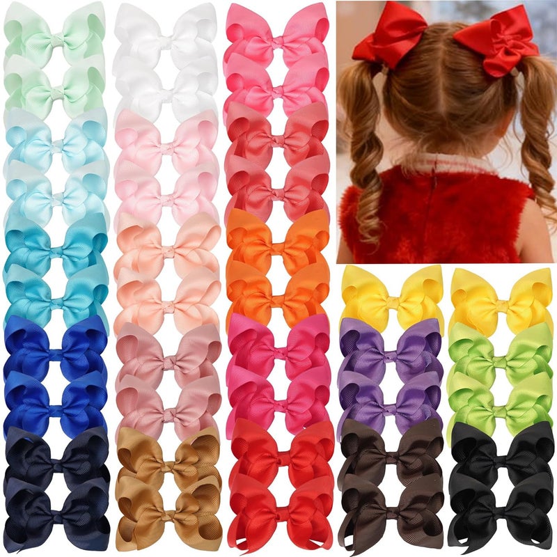 JOYOYO 40Pcs 4.5" Hair Bows Alligator Clips, Grosgrain Ribbon Girls Bows Clips Barrettes Hair Accessories for Baby Girls Toddlers Kids Teens (4.5inch,20 Colors in Pairs) - Image 1