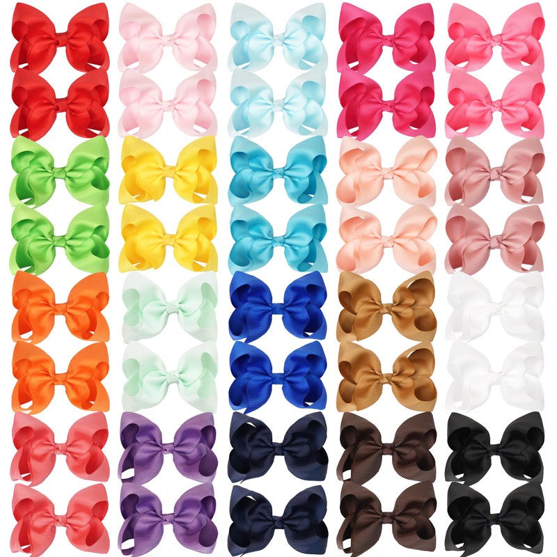 JOYOYO 40Pcs 4.5" Hair Bows Alligator Clips, Grosgrain Ribbon Girls Bows Clips Barrettes Hair Accessories for Baby Girls Toddlers Kids Teens (4.5inch,20 Colors in Pairs) - Image 2