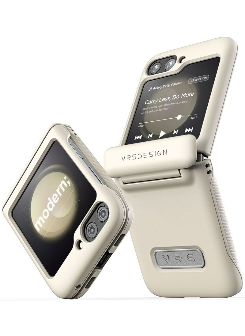 VRS Design Terra Guard Modern Samsung Galaxy Z Flip 5 Case Cover (2023) with [Hinge Protection] - Cream  - Image 1