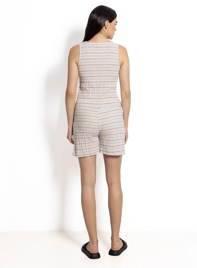 SHAPES CREASED-EFFECT LINEN SHORTS SET