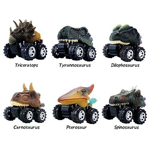 DINOBROS Dinosaur Toy Pull Back Cars 6 Pack Dinosaur Boy Toys Age 34567 Dino TRex Games - Image 5