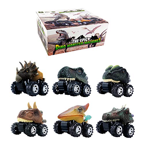 DINOBROS Dinosaur Toy Pull Back Cars 6 Pack Dinosaur Boy Toys Age 34567 Dino TRex Games - Image 1