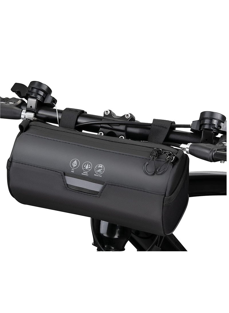 شو وو حقيبة مقود دراجة ذات سعة كبيرة، حقيبة لف مقبض دراجة مقاومة للماء، حقيبة تخزين مقود الدراجة، حقيبة أمامية للدراجة، حقيبة كتف مع حزام كتف قابل للإزالة - Image 1