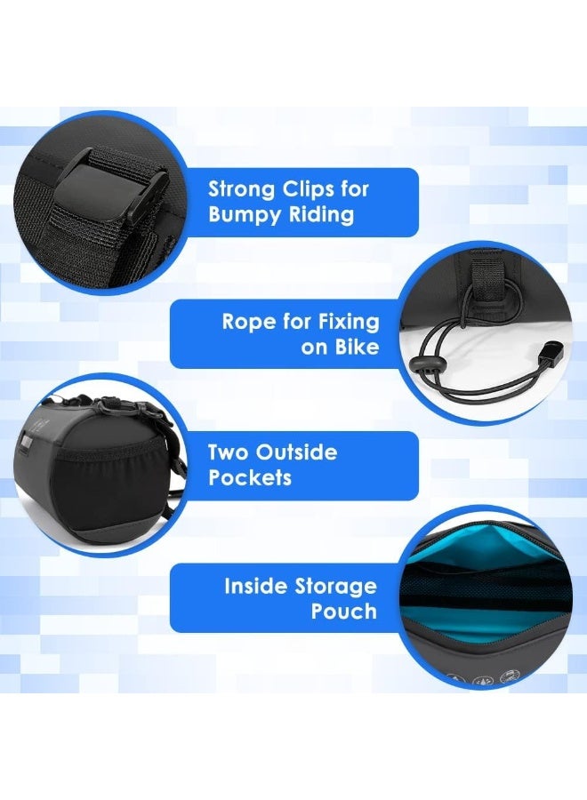 شو وو حقيبة مقود دراجة ذات سعة كبيرة، حقيبة لف مقبض دراجة مقاومة للماء، حقيبة تخزين مقود الدراجة، حقيبة أمامية للدراجة، حقيبة كتف مع حزام كتف قابل للإزالة - Image 2