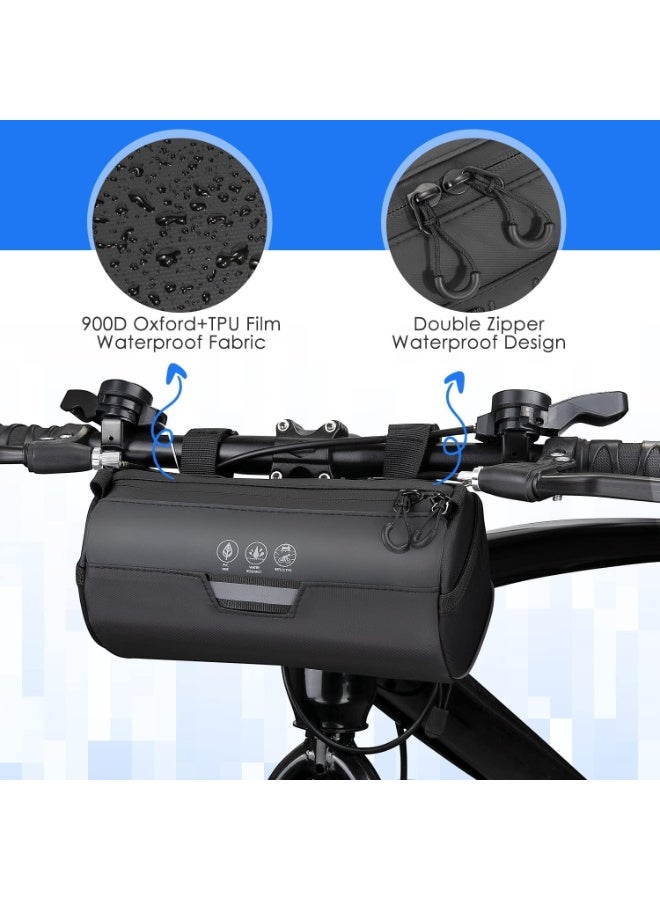 شو وو حقيبة مقود دراجة ذات سعة كبيرة، حقيبة لف مقبض دراجة مقاومة للماء، حقيبة تخزين مقود الدراجة، حقيبة أمامية للدراجة، حقيبة كتف مع حزام كتف قابل للإزالة - Image 4