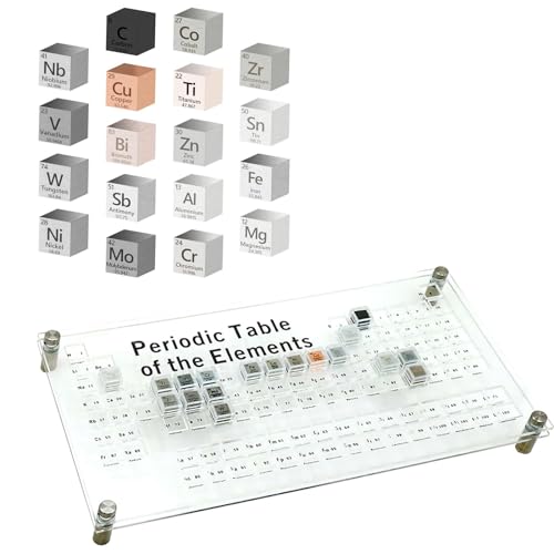 Xanadued 18 Pieces Element Cube Set Density Cubes Pure Metal with Acrylic Plexiglass Tray, Element Cube Set for Periodic Table of Elements Collection, Pure Tungsten Block, Iron, Aluminum, 15 More - Image 1