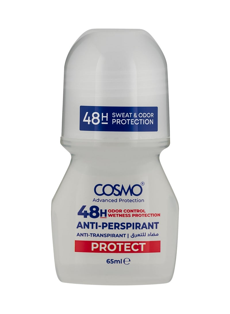 COSMO كوزمو للعناية بالبشرة واقي مضاد للتعرق رول أون 65 مل، حماية لمدة 48 ساعة، مضاد للتعرق، التحكم في العرق والرائحة، حماية من الرطوبة، مزيل العرق