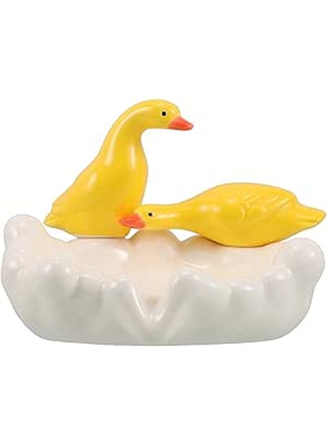 Ceramic Duck Soap Dish Holder with Drainage for Bathroom Sink and Shower - Image 1